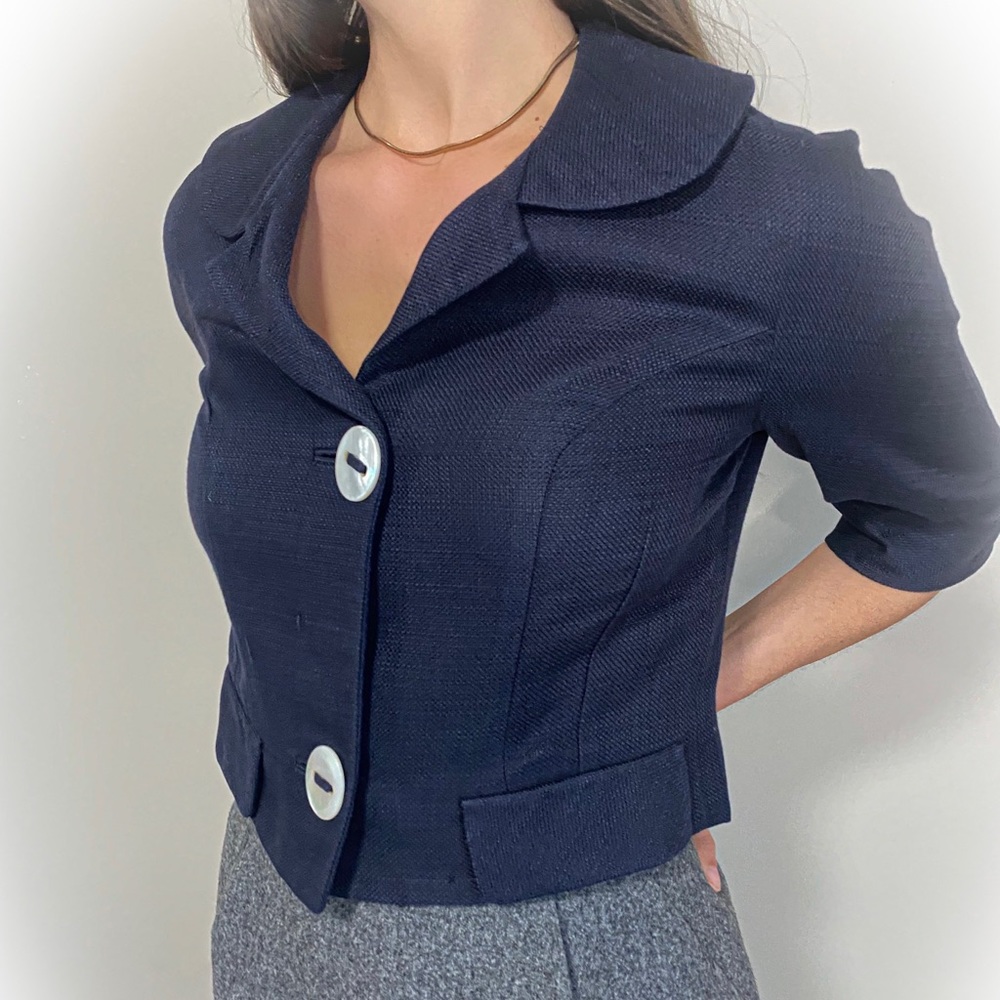 1950s Vintage Cropped Navy Jacket Blazer